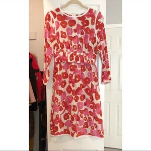Max Mara style Floral Red pink silk dress